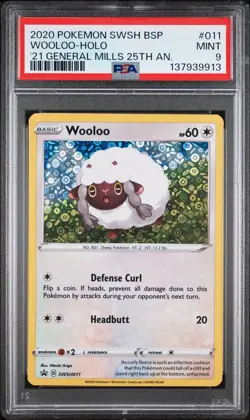 2020 POKEMON SWSH BLACK STAR PROMO 2021 GENERAL MILLS 25TH ANV WOOLOO-HOLO PSA 9 - Image 1