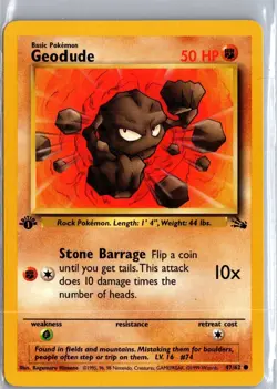 Geodude 47/62 Common Fossil Pokemon 1st Edition Near Mint - Image 1