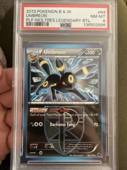 PSA 8 Mint Umbreon Team Plasma 64 Black & White Plasma Freeze Holo Pokemon 2013 - Image 1