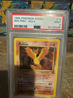 🔥🐦‍🔥1999 Pokemon Fossil Moltres Holo #12 PSA 9 Mint WOTC Unlimited 🔥🐦‍🔥 - Image 2