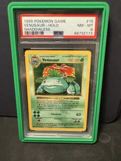Pokemon TCG Venusaur Shadowless Base Set PSA 8 - Image 1