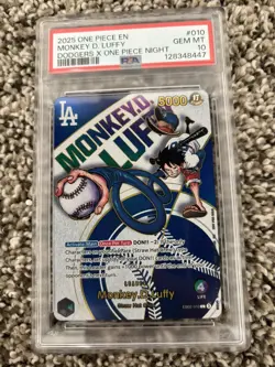 2025 ONE PIECE PROMOS DODGERS X ONE PIECE NIGHT #010 MONKEY D. LUFFY PSA 10 - Image 1