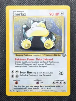 Pokemon TCG Snorlax Jungle Holo Card 11/64 Unlimited Rare - LP - Image 1
