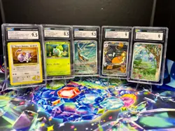 Pokemon CGC Slab Lot 5 Cards Rattata 9.5 Bulbasaur Promo Skarmory Illustration - Image 1