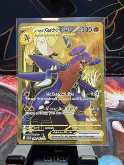 Pokemon TCG Destined Rivals Cynthia's Garchomp EX Card 241/182 Gold Hyper Rare - Image 1