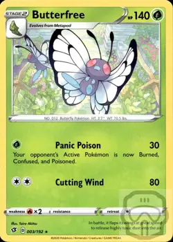 Butterfree 003/192 Rare Rebel Clash Pokemon NM/M - Image 3