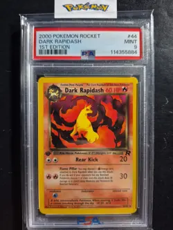 First Edition 2000 Pokemon Rocket 44/82 Dark Rapidash PSA Mint 9 - Image 1