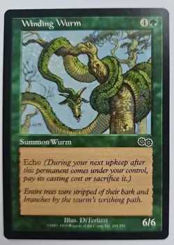 MTG Magic The Gathering Card Winding Wurm Summon Wurm Green Urza's Saga - Image 1