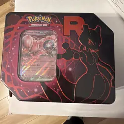 Team Rocket's Mewtwo EX Pokemon TCG Tin Factory Sealed NEW Rare Collectible - Image 1