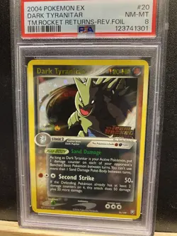 2004 Pokemon EX Team Rocket Returns Dark Tyranitar Reverse Foil 20/109 PSA 8 - Image 1