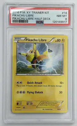 2016 POKEMON XY TRAINER KIT PIKACHU LIBRE HALF DECK #14 PIKACHU LIBRE PSA 8 - Image 1