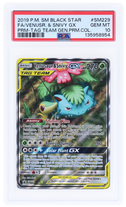 2019 Pokemon SM Black Star Promo Venusaur/Snivy Gx PSA 10 - Image 1