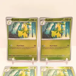 Pokemon Bayleef (Reverse Holo) 009/132 NM Mega Evolution Playset x4 - Image 2