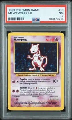 1999 Pokemon Game #10 Mewtwo-Holo PSA 7 - Image 1