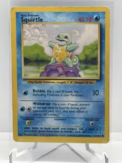 1999 Pokemon Base Set Squirtle 63/102 WOTC Non Holo HP - Image 1