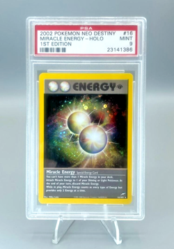Pokemon 1st Edition HOLO MIRACLE ENERGY 2002 Neo Destiny PSA 9 MINT - Image 1