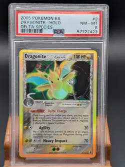 2005 Pokemon EX Delta Species Dragonite Holo #3 PSA 8 - Image 1