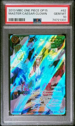 PSA 10 – 2013 One Piece OP15 #62 Master Caesar Clown – Pop 1 – GEM MINT - Image 1