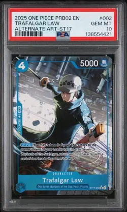 2025 ONE PIECE PRB02-PREMIUM BOOSTER VOL.2 ALT ART #002 TRAFALGAR LAW PSA 10 - Image 1