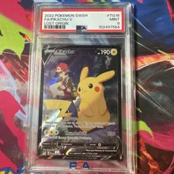 Pokemon Lost Origin Pikachu v TG16/TG30 Trainer Holo Card Psa 9 - Image 1