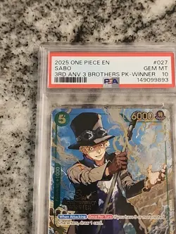 One Piece Card Game - SABO (OP09-027) 3rd Anniversary Winner Foil Promo PSA 10 - Image 2