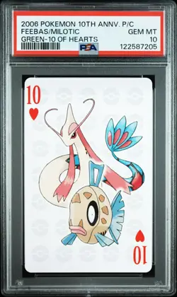 2006 Pokemon 10th Anniv Playing Poker Card Milotic Feebas 10 Hearts PSA 10 POP 3 - Image 1