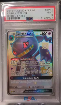 2019 POKEMON BANETTE GX FULL ART FOIL HIDDEN FATES SV61/SV94 PSA 9 CARD - Image 2