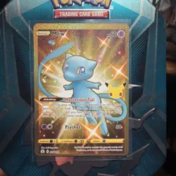 Pokemon Mew Full Art Holo Gold Secret Rare Card 025/025 Celebrations - Image 1
