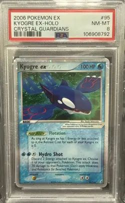 2006 Pokemon EX Crystal Guardians #95 Kyogre Holo Card PSA 8 - Image 1