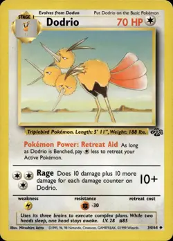 DODRIO 34/64 UNCOMMON JUNGLE POKEMON UNLIMITED MP - Image 2