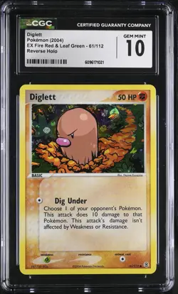 CGC 10 GEM MINT Diglett EX Fire Red & Leaf Green 61/112 Reverse Holo Pokemon - Image 1