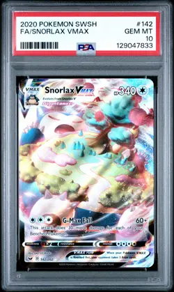 2020 POKEMON SWORD & SHIELD #142 FULL ART/SNORLAX VMAX PSA 10 - Image 1