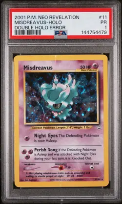 Pokemon Misdreavus Double Holo ErrorNeo Revelation 11/64 PSA 1 POP 4 - Image 1