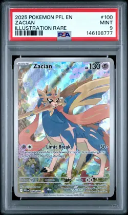 PSA 9 Zacian 100/094 Pokemon Phantasmal Flames PFL Illustration Rare 2025 MINT - Image 1