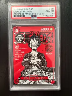 2025 ONE PIECE JPN PROMOS ONE PIECE MAGAZINE VOL.20 #014 MONKEY D. LUFFY PSA 10 - Image 1