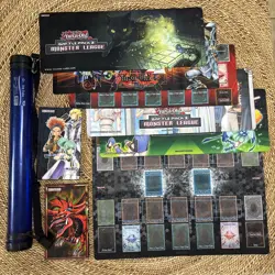 Yugioh Play Mat & Board Lot Of 8 Trading Card Game Yu-Gi-Oh Playmat & Carry Tube - Image 1