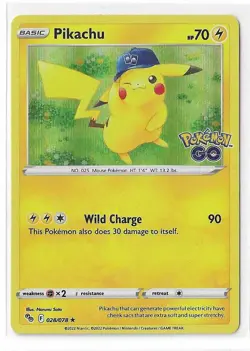 Pokemon TCG Pikachu Pokemon GO 028/078 Holo Rare Card NM - Image 1