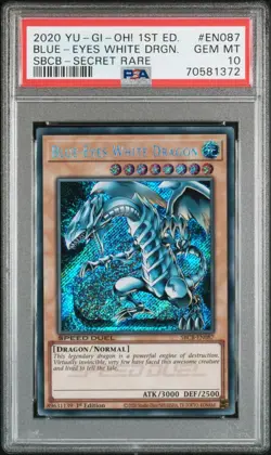 YuGiOh Blue-Eyes White Dragon SBCB-EN087 Secret Rare 1st Edition PSA 10 - Image 1