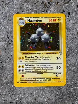 Pokemon TCG Cards Magneton 9/130 Base Set 2 Holo Rare EXC - Image 1