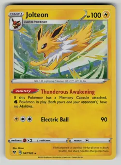 Jolteon 047/185 Rare Vivid Voltage Pokemon NM (cosmos holo) - Image 1
