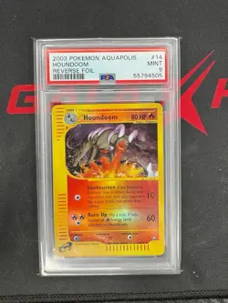 Pokemon Houndoom Aquapolis 14/147 Reverse Holo Rare PSA 9 2003 English - Image 1