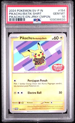 2024 POKEMON SV-P IN | PIKACHU'S IDN.JRNY.CMPGN #154 PIKACHU/BATIK SHIRT PSA 10 - Image 1
