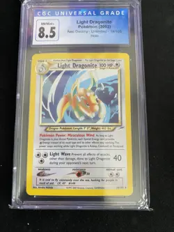 CGC 8.5 Light Dragonite Holo Neo Destiny 14/105 Unlimited Swirl 2002 Pokemon - Image 1