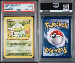 1999 Pokemon Game Base Set 1st Edition (Shadowless) #44 Bulbasaur - PSA 6 EX-MT - Image 3