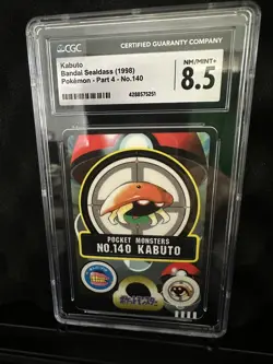 Pokemon 1998 BGS 8.5 Kabuto Bandai Sealdass Sticker #140 Japanese - Image 1