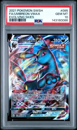 2021 POKEMON SWORD & SHIELD EVOLVING SKIES #095 FULL ART/UMBREON VMAX PSA 10 - Image 1