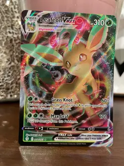 Pokemon TCG Leafeon VMAX Ultra Rare Card SWSH07: Evolving Skies 008/203 NM - Image 1