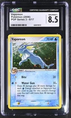 CGC 8.5 Vaporeon 2006 POP Series 3 6/17 Holo Pokemon Card - Image 1