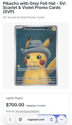 Pokemon Pikachu with Grey Felt Hat 085 SV Scarlet & Violet Promo Card English - Image 5