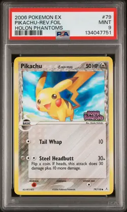 2006 POKEMON EX HOLON PHANTOMS #79 PIKACHU-REVERSE FOIL PSA 9 - Image 1